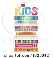 Poster, Art Print Of Books Pile Kids Illustration