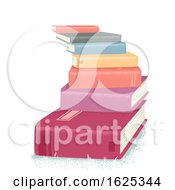 Poster, Art Print Of Books Stairs Pile Illustration