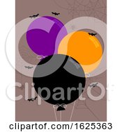 Poster, Art Print Of Halloween Balloon Orange Purple Black Bats