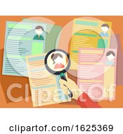 Poster, Art Print Of Hand Magnifying Glass Resume Human Resources