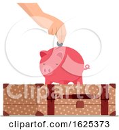 Poster, Art Print Of Hand Travel Save Piggy Bank Illustration