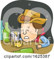 Poster, Art Print Of Man Cowboy Drunk Illustration