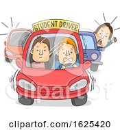 Poster, Art Print Of Man Car Student Driver Illustration