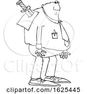 Cartoon Lineart Black Business Man Stabbed In The Back With A Sword