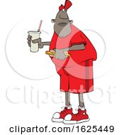 Poster, Art Print Of Cartoon Black Man Holding A Fountain Soda And Hot Dog