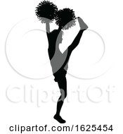 Cheerleader With Pom Poms Silhouette by AtStockIllustration