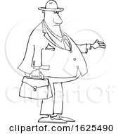Poster, Art Print Of Cartoon Lineart Black Male Debt Collector Holding His Hand Out