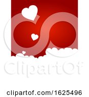 Valentine Red Background With White Hearts Copy Space
