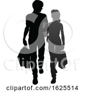 Poster, Art Print Of Young Couple Shopping Silhouettes