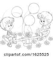 Poster, Art Print Of Black And White Children Playing On A Playground See Saw