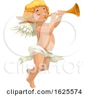 Cupid Or An Angel Blowing A Horn by Vector Tradition SM
