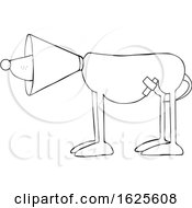 Poster, Art Print Of Cartoon Black And White Injured Dog Wearing A Cone