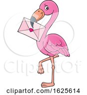 Pink Flamingo With A Valentine Envelope