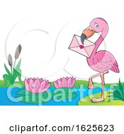 Poster, Art Print Of Pink Flamingo With A Valentine Envelope