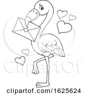 Poster, Art Print Of Black And White Flamingo With A Valentine Envelope