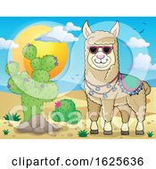 Poster, Art Print Of Llama Wearing Sunglasses In A Desert