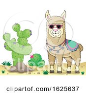 Llama Wearing Sunglasses By A Cactus by visekart