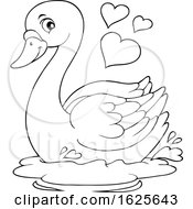 Poster, Art Print Of Black And White Valentine Swan With Hearts