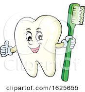 Poster, Art Print Of Tooth Giving A Thumb Up And Holding A Brush