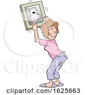 Poster, Art Print Of Cartoon White Woman Hanging A Dog Picture