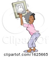 Poster, Art Print Of Cartoon Black Woman Hanging A Cat Picture