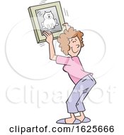 Poster, Art Print Of Cartoon White Woman Hanging A Cat Picture