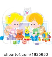 Poster, Art Print Of White Boy And Girl Playing With Toys