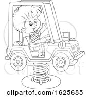 Black And White Boy On A Horse Jeep Rider Playground Toy