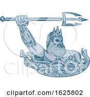 Poseidon Wielding Trident Drawing by patrimonio