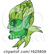 Poster, Art Print Of Green Elf Wearing Hops On Head Drawing