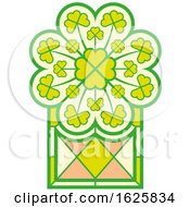 Poster, Art Print Of St Patricks Day Stained Glass Window With Irish Shamrocks