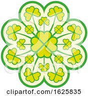 Poster, Art Print Of St Patricks Day Stained Glass Window With Shamrocks