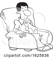 Poster, Art Print Of Cartoon Lineart Sleepy Black Business Man In A Chair
