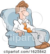 Poster, Art Print Of Cartoon Sleepy White Business Man In A Chair