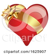 Red Valentines Day Heart With Gold Ribbon