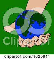 Poster, Art Print Of Hand Drawn Hand Holding Planet Earth