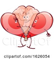 Poster, Art Print Of Cartoon Brain Character Shedding A Heart Costume