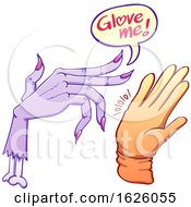 Cartoon Zombie And Hand With Glove Me