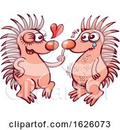 Poster, Art Print Of Cartoon Bold Hedgehogs In Love One With Boo Boos