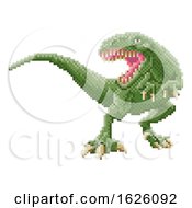 Poster, Art Print Of Dinosaur Trex 8 Bit Pixel Art Arcade Game Cartoon