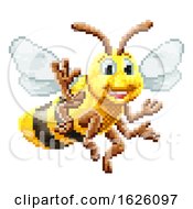 Poster, Art Print Of Honey Bee 8 Bit Pixel Game Art Cartoon Character