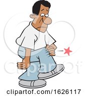 Cartoon Black Man With Knee Pain