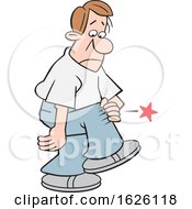 Cartoon White Man With Knee Pain
