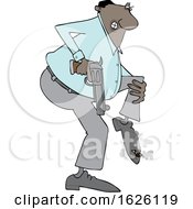 Poster, Art Print Of Cartoon Black Man Shooting Himself In The Foot