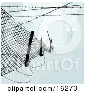 Chainlink Fence With Barbed Wire Along The Top And Bottom To Keep Intruders In Or Out
