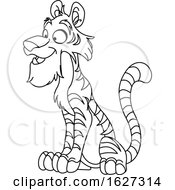 Poster, Art Print Of Black And White Sitting Tiger