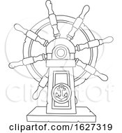 Poster, Art Print Of Black And White Ship Helm Steering Wheel