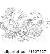 Poster, Art Print Of Black And White Pirate Firing A Cannon