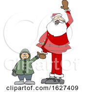 Poster, Art Print Of Santa Holding A Boys Hand And Waving