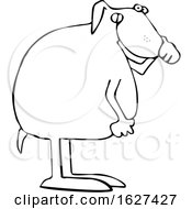 Cartoon Black And White Dog Covering His Nose